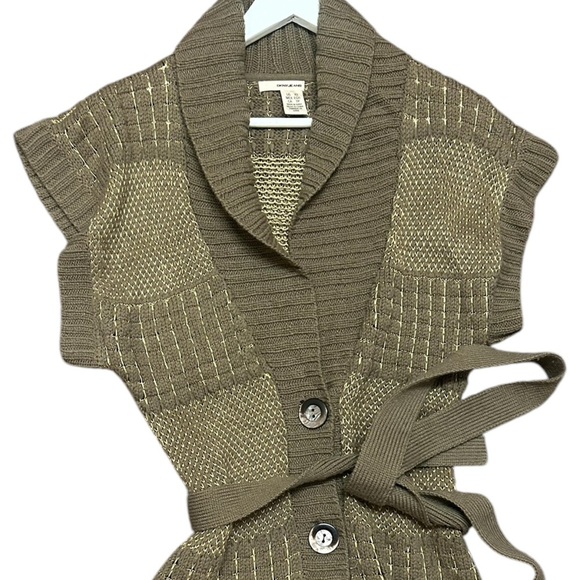 DKNY Jeans vintage XS Y2K short sleeved wool/poly blend long belted cardigan - Picture 10 of 10